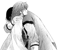 Hak comforts Yona over her father's death