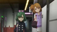 Takamina and Yuuko staring at Kanata.