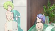 Suzuko asking Makoto if she can share the bath with her.