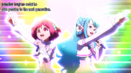 Chieri and Nagisa singing "Yume wa Nando mo Umarekawaru".