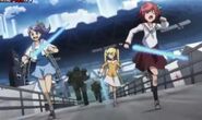 Makoto, Nagisa and Yuka being chased.