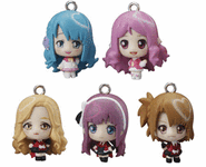 The keychains of Tomochin, Yukirin, Yuuko, Mimori, and Chieri.