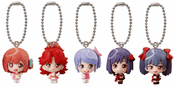 The keychains of Kanata, Nagisa, Makoto, Acchan and Mayuyu.