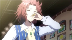 Chitaru drinking Hitsugi's special poison.