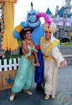 Jasmine with Aladdin and Genie at one of the Disney Parks