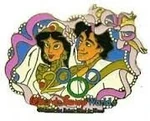 Aladdin and Jasmine in their wedding forms in the Walt Disney World 2000 Millenium Celebration collectible pin.
