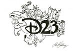 An illustration of various Disney characters in honor of D23's Christmas by Eric Goldberg