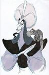 An oversized drawing of Jafar with a cut out Iago provided by animator Will Finn.