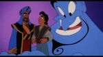 Genie helping Aladdin and Cassim bond like father and son.