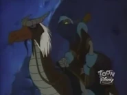 The Mukhtar on Saurus at The Skull and Dagger to find Genie in there "Yes Saurus I smell a Genie".