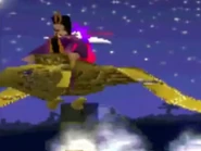 The Evil Sultan flies through The Ancient City with The Real Sultan Of Agrabah to bring Jafar's sister Nasira.