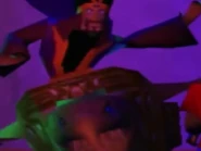 The Evil Sultan chased The Real Sultan of Agrabah before he kidnaps him at The Ancient City.