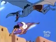 The Creature chased Aladdin, and The Magic Carpet around the Marketplace of Agrabah.