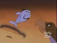 The Genie as The Great White Shark tries to save Aladdin from the attacked from The angry Mother Griffin before she swallowed him.