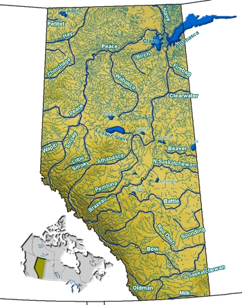 Réseau hydrographique de l'Alberta