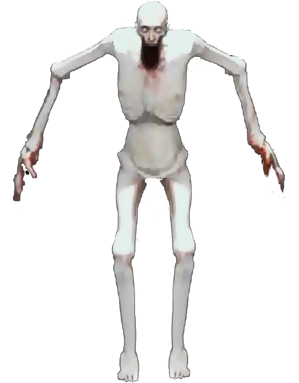 Objeto de estudo 096 ou Shy Gu (Ca é uma criatura humanoide com 2837  metros de altura tendo seus braços pernas anormalmente longos, sua anomalia  é que quando alguém olha em seu