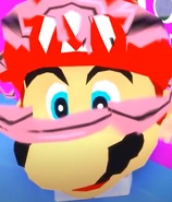 Neanabod, at the adoption center, was turned into a Mario head.