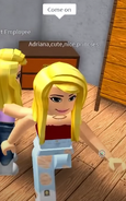 Adriana's first appearance. Die Mart Employee (left) is trying to kill her.