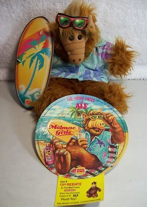 Surfing ALF doll with "Melmac Girls" record from Burger King.