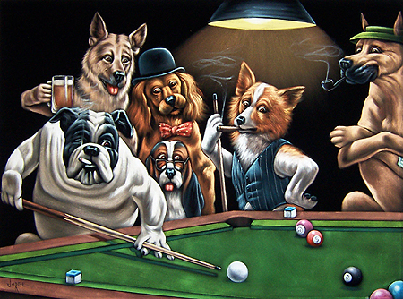 Dogs playing hot sale pool famous painting