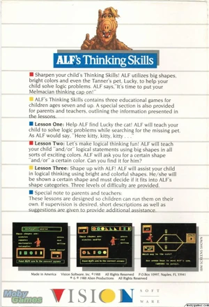 ALF's Thinking Skills - back of box