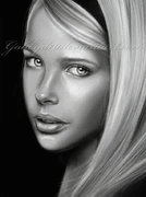 Alice, drawn with charcoal, pastels, q-tips, stumps, a general ref., and grey paper.