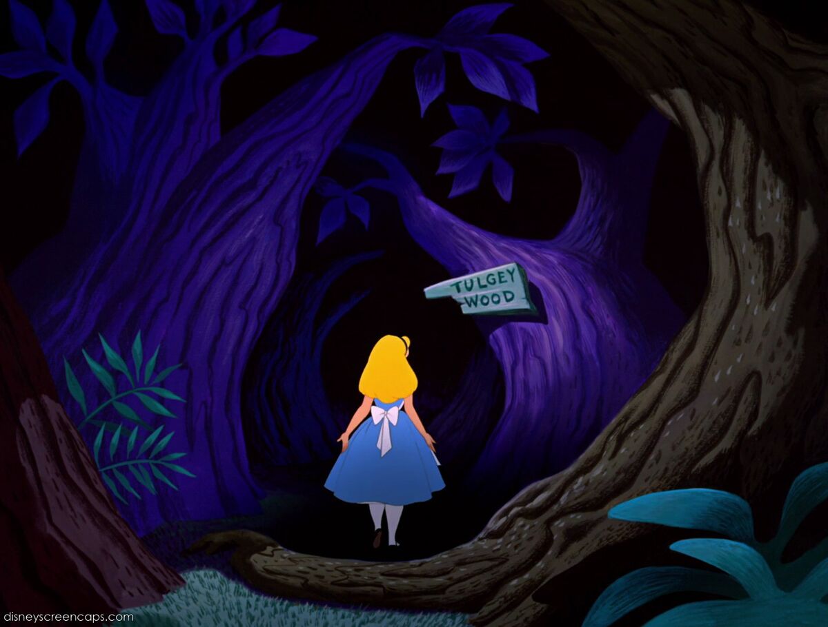 alice in wonderland cartoon forest