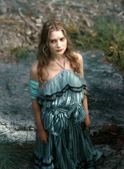 alice in wonderland tim burton blue dress Miss Circle Reina Blue Cotton Poplin Drop Waist Corset Midi Dress S main image 0