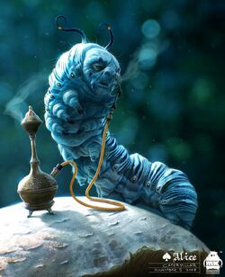 alice in wonderland caterpillar smoking hookah wallpaper