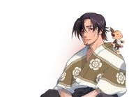 Nobunaga partially possessed by Xavier in Sengoku Rance.