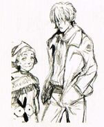 Concept artwork of an elderly Mary and Lei from the Rance X manual.