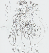 Concept artwork of Mars the Great Q's appearance in Kaeru nyo Panyo~n from ORION SCRIBBLES WITH CROQUIS.