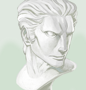 Artwork of a bust in Ogier's image from Orion's Twitter account.