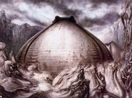 The pyramid-like structure Giger originally planned to hold the eggs in Alien