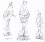 Gungan concept art, closely resembling the Glurrgs.