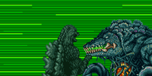 Godzilla fights his half-plant clone, Biollante.