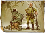 Lord Cockswain poses with the carcass of a Fussock he has killed