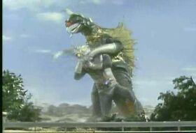 Zone Fighter fights Gigan.