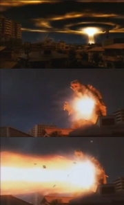 Gamera unleashes his Mana Blast.