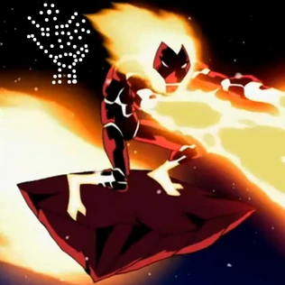 Alan tirando fuego de sus manos