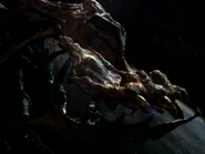 Budong fangs. In the left near its fangs, you can see a Leviathan which is near 1 kilometers long