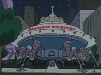 The Brainsuck aliens' spaceship, which also serves as Brainsuck Industries headquarters.