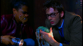 The Doctor and Martha find one of the abandoned embryos.