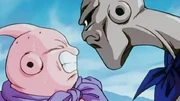A pink Majin (Majin Buu) and a gray Majin (Evil Buu)