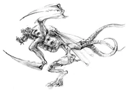 Ditto, with its bladed arms instead. Note the three tails, bearing a resemblance to the beta Shieldbug.