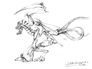 Early Drone sketches for Alien Swarm: Infested. Note the large forelimbs in place of bladed arms.