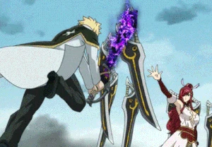 Jerome (Fairy Tail) can cause anything to corrode away with his Dark Sword.