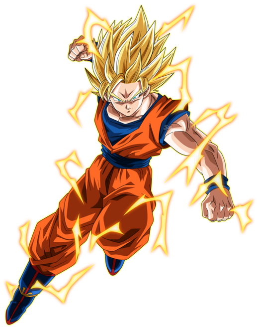 Son Goku Super Sayajin, attack position, full body