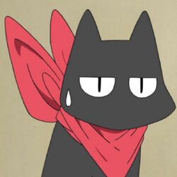 black cat with red scarf character #Sakamoto #Nichijou #1080P #wallpaper  #hdwallpaper #desktop