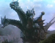 Fossil interpreted as a nesting   at the . Smaller fossil far right showing inside one of the eggs.